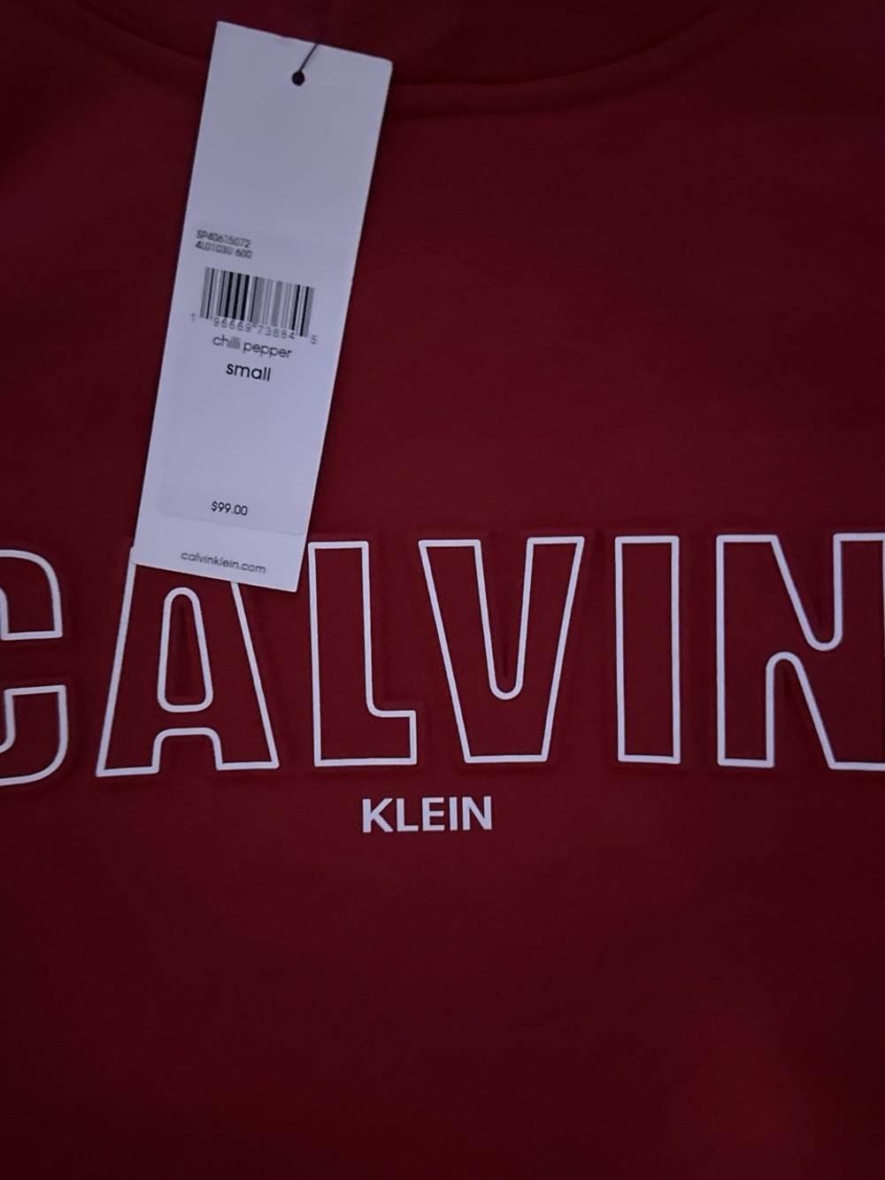 Calvin Klein Men’s Chili Pepper Red Logo Crewneck Sweatshirt